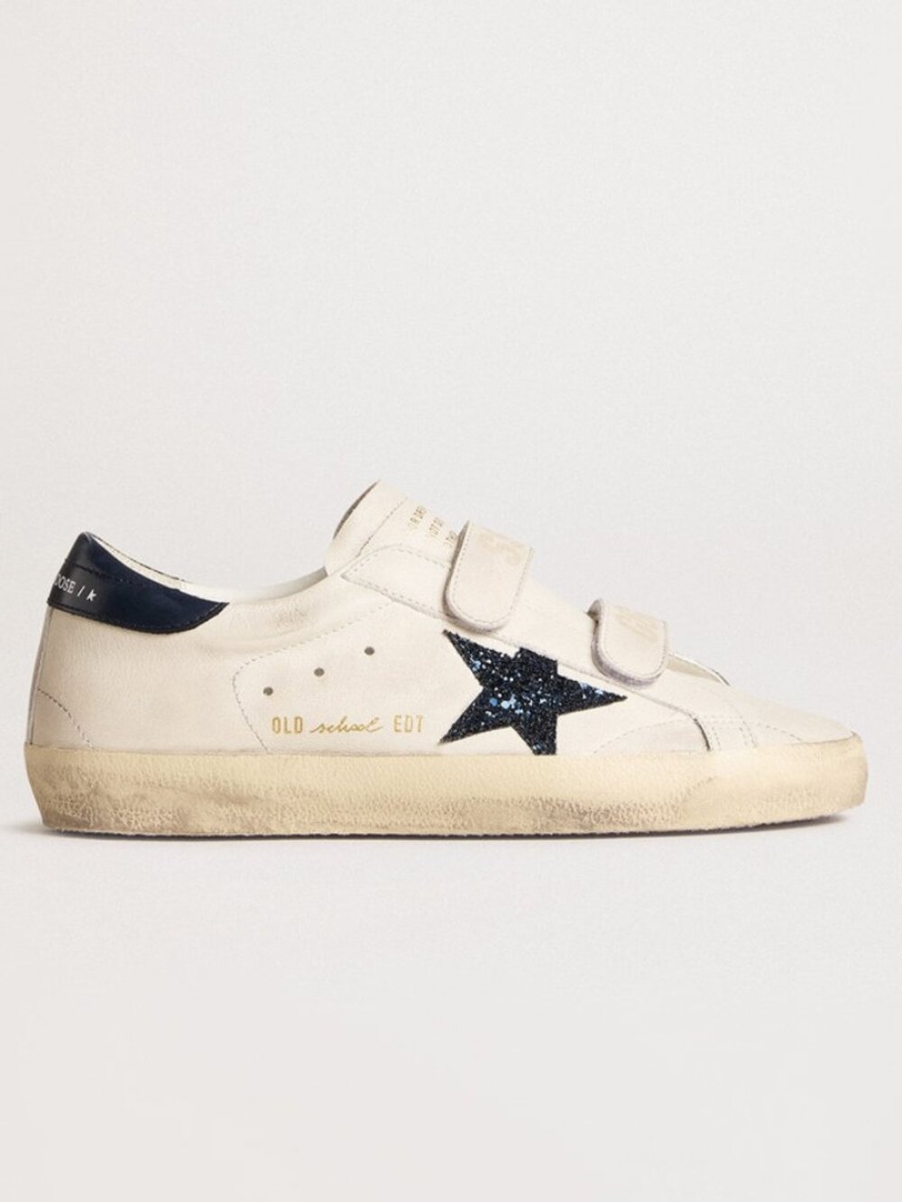 Golden Goose "Old School" Sneakers in White/Navy, size 38